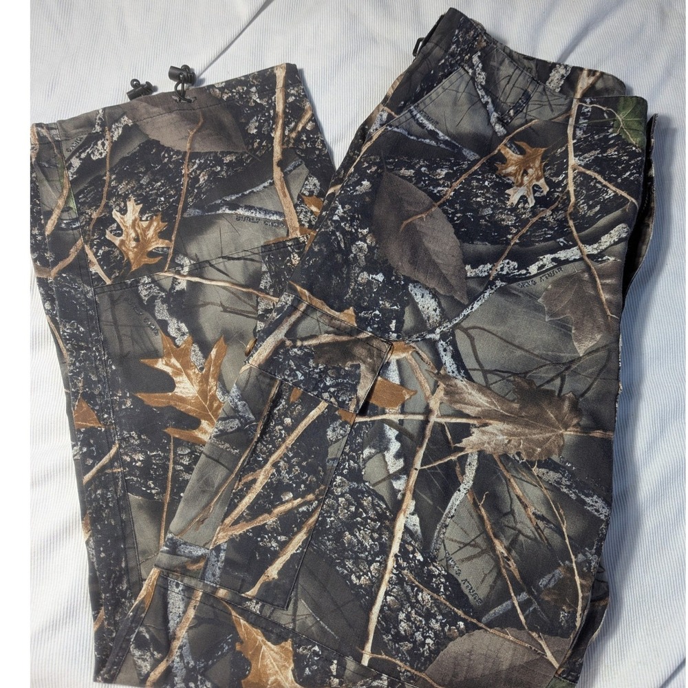 WFS Element Gear Mens XL Camo Cargo Hunting Pants 100% Cotton Adjustable‎ Waist